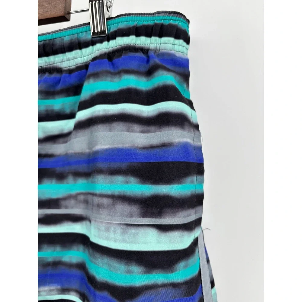 Nike Swim Board Shorts Mens Large Multicolor Striped Drawstring Beach Trunks